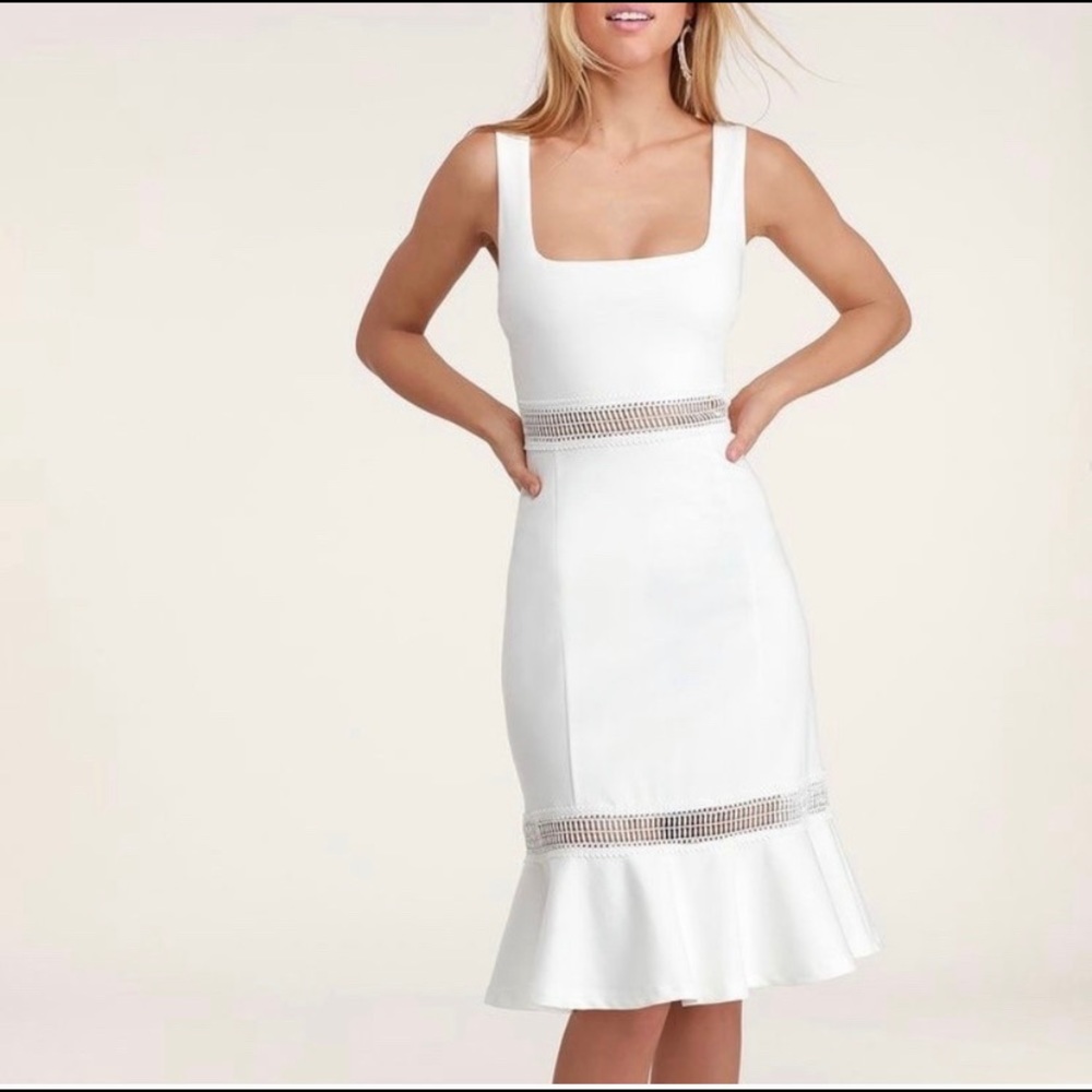 LULU’s Martini Mama White Midi Dress